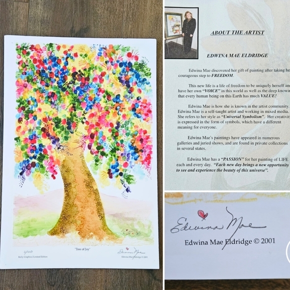 Tree Of Joy Signed / Numbered‎Artist Edwina Mae 2001 2/100 Limited Edition